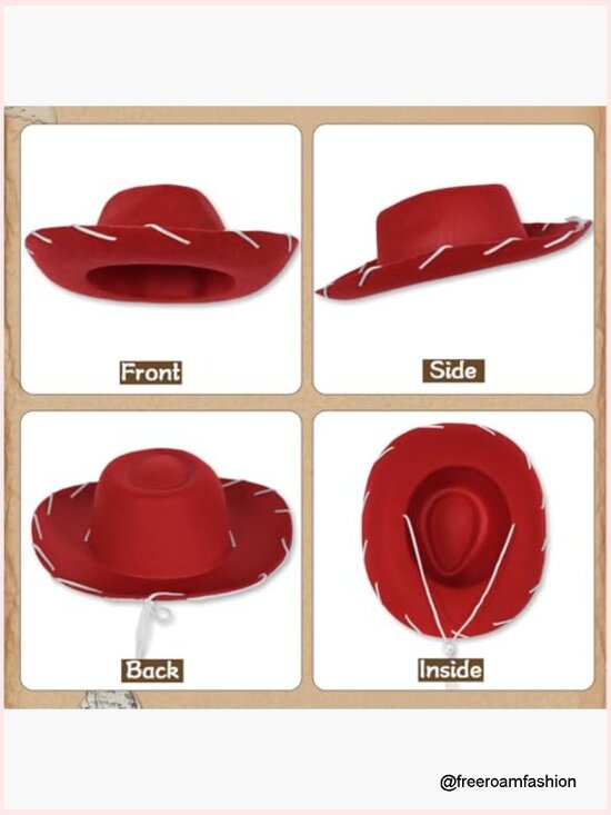 Felt Cowboy Hat with Adjustable Strap Wide Brim Western Sheriff Costume main image 5